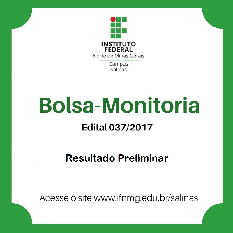 Imagel Bolsa Monitoria 2017 Resultado Preliminar