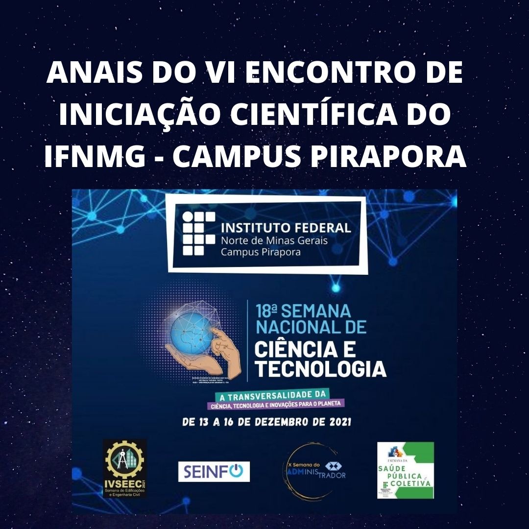 Publicados os Anais do VI Encontro de Iniciacao Cientifica do IFNMG Campus Pirapora 1
