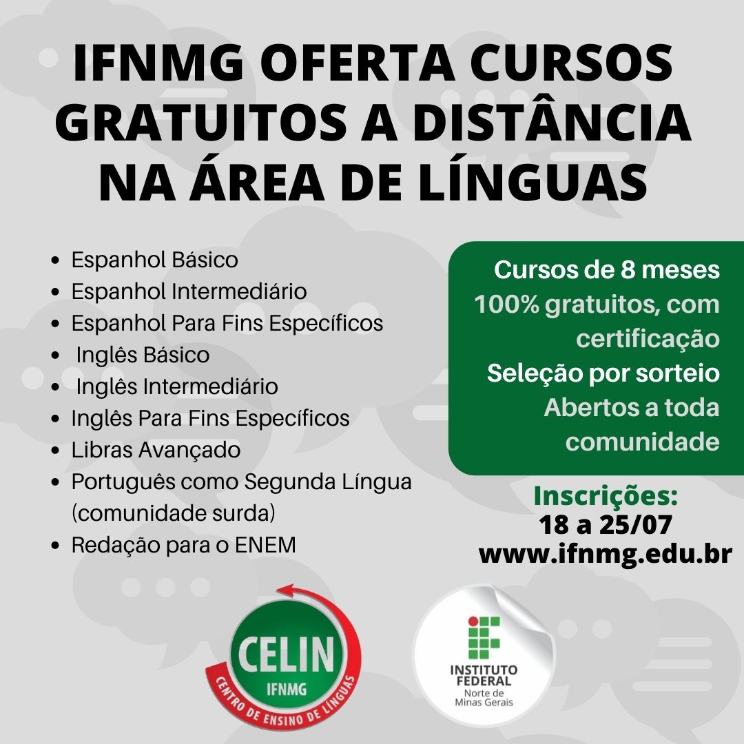 Inscrições para cursos gratuitos de idiomas, ao nível iniciante, no IFTM  estão abertas em MG