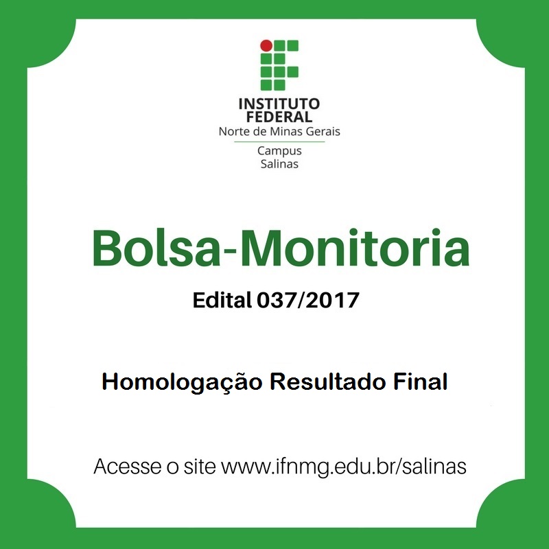 Imagel Bolsa Monitoria 2017 Homologação Resultado Final